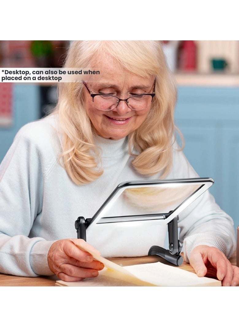 5X large dimming magnifier with light charging led handheld desktop halterneck special reading and maintenance aid for the elderly - Image 3