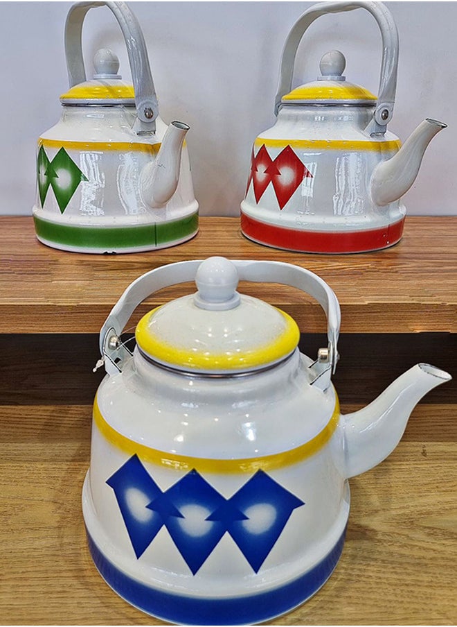 Multi-coloured jug for tea and milk, with an elegant touch.