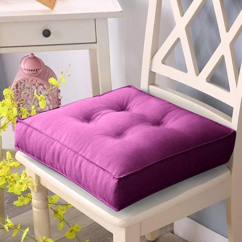 Kuber Industries Chair Pad | Seat Cushion for Car, office | Microfiber Square Sitting Cushion | Relax Back Chair Pad | Plain Cushion for Chair | 18x18 Inch | Purple - Image 2