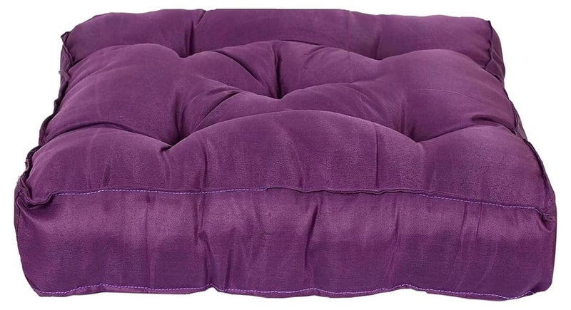 Kuber Industries Chair Pad | Seat Cushion for Car, office | Microfiber Square Sitting Cushion | Relax Back Chair Pad | Plain Cushion for Chair | 18x18 Inch | Purple - Image 1