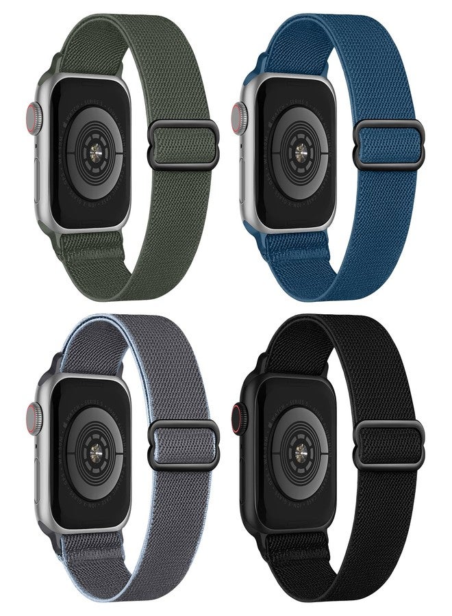 CCnutri 4 Pack Stretchy Nylon Solo Loop Bands Compatible with Apple Watch Band 38mm 40mm 41mm 42mm 44mm 45mm 46mm 49mm, Sport Elastic Wristband Women Men Strap for iWatch Series 11 10 9 8 7 6 5 4 3 SE Ultra - Image 1