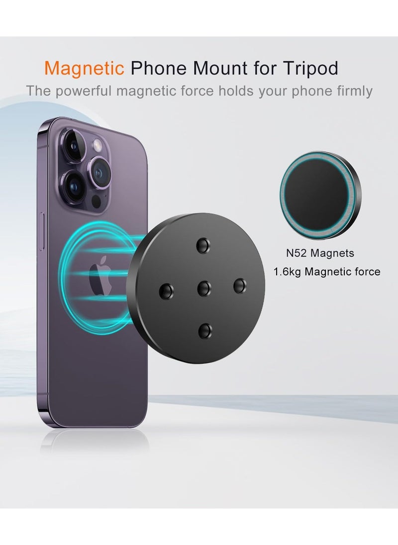 Generic - Magnetic Tripod Phone Mount Adapter, with 1/4"-20 Hole Compatible with MagSafe for iPhone 15 14 13 12 Plus Pro Max Mini, Ultralight Magnetic Phone Holder for Tripod, Magsafe Case, Selfie Stick - Image 1
