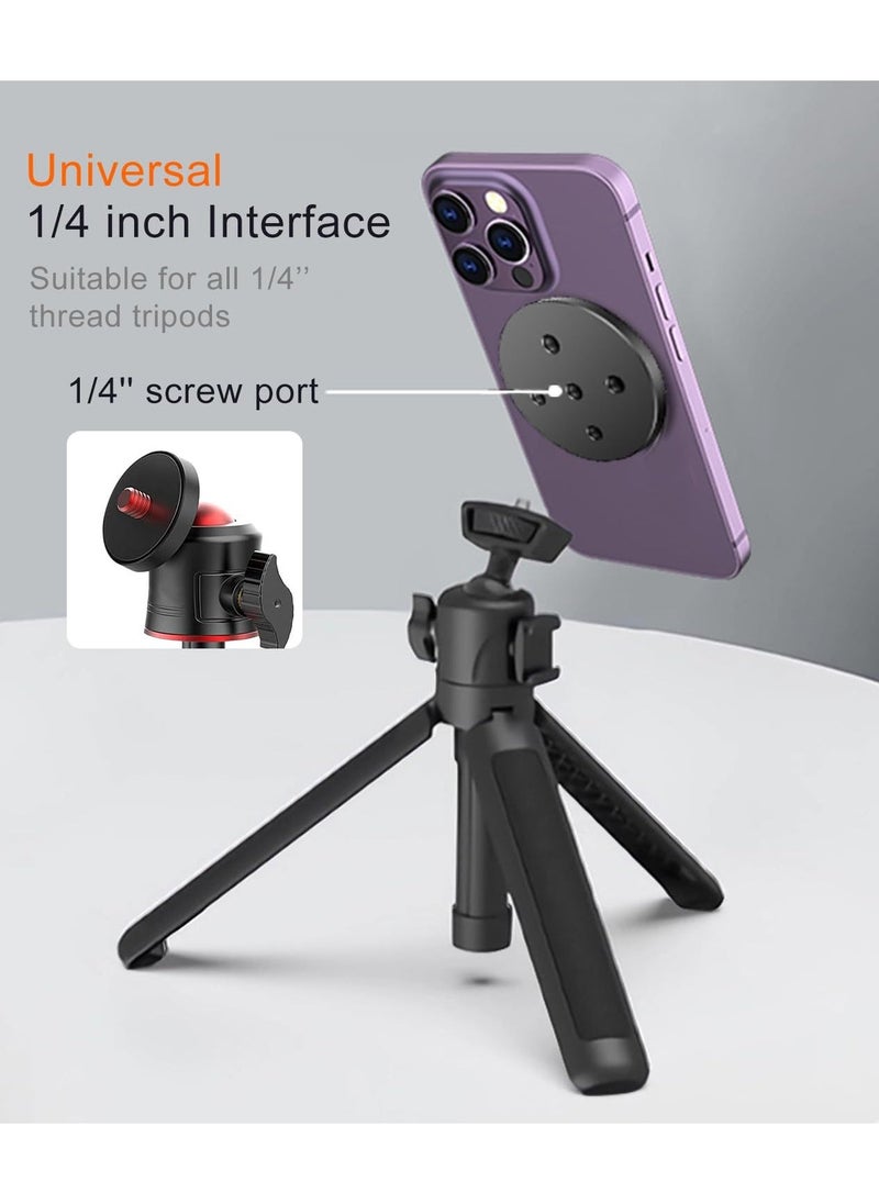 Generic - Magnetic Tripod Phone Mount Adapter, with 1/4"-20 Hole Compatible with MagSafe for iPhone 15 14 13 12 Plus Pro Max Mini, Ultralight Magnetic Phone Holder for Tripod, Magsafe Case, Selfie Stick - Image 1