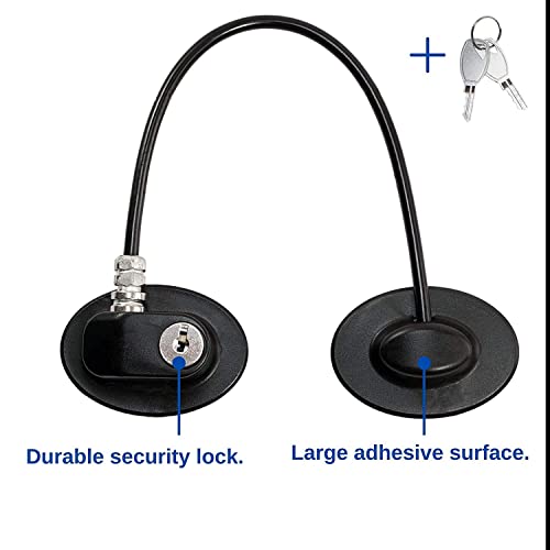 Bolt Safety Door Locks with 2 Keys for Cupboard, Cabinets, Fridge & Freezers, Child Security Locks, Childproof Your House, with Adhesive - Black (Pack of 1) - Image 2