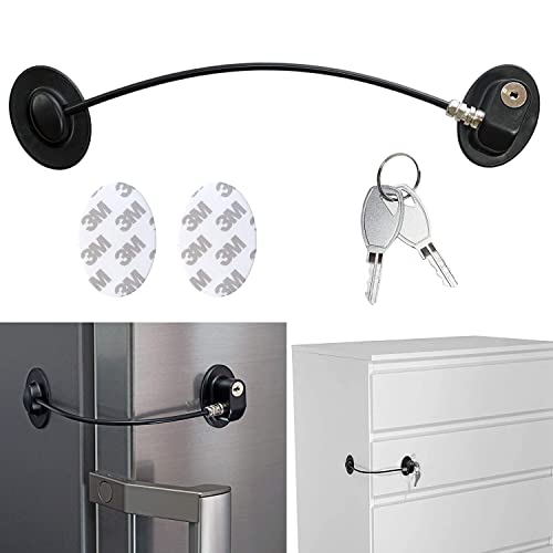 Bolt Safety Door Locks with 2 Keys for Cupboard, Cabinets, Fridge & Freezers, Child Security Locks, Childproof Your House, with Adhesive - Black (Pack of 1) - Image 1
