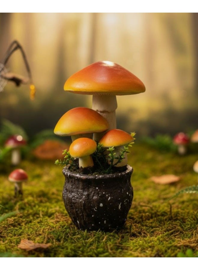 AKDC NaturePod Artificial Mushroom Plant – Vinyl Material – Bright Orange Decorative Plant Display - Image 1