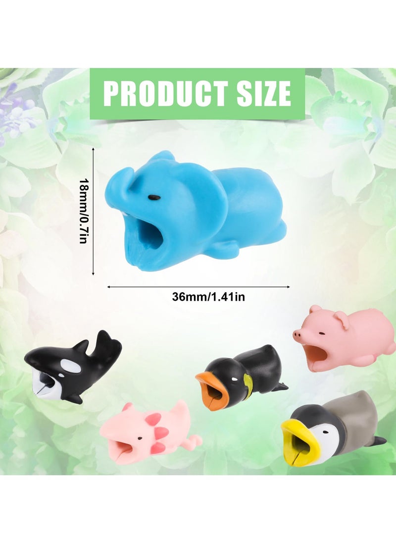 CMGTYYD 6pcs Cable Protector Animal Bite, Cute Charging Cable Protector Grey Penguin, Emperor Penguin, Elephant, Whale, , Salamander Charger Cord Protector for Most Smartphone Chargers  - Image 2