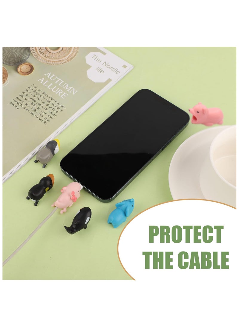 CMGTYYD 6pcs Cable Protector Animal Bite, Cute Charging Cable Protector Grey Penguin, Emperor Penguin, Elephant, Whale, , Salamander Charger Cord Protector for Most Smartphone Chargers  - Image 5