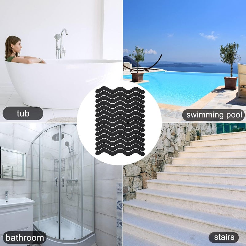 Ding Xi Bathroom Tub Anti-Slip Stickers 24 Pack Safety Tub Strip Decals with Premium Scraper for Tub Shower Stair Ladder Boat (Black) - Image 4