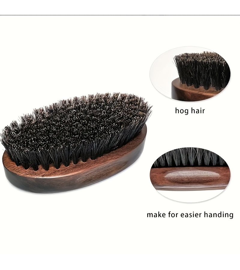 Brown Boar Bristle Vintage Men Beard Brush Styling Massage - Image 3