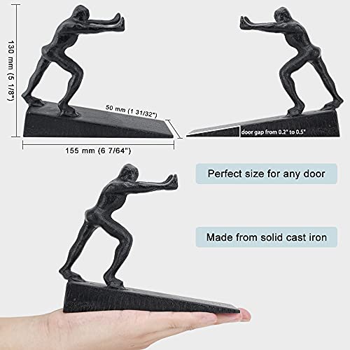 Earl Diamond Heavy Duty Cast Iron Cute Strong Man Door Stops | Decorative Cute Animal Statue Metal Door Stopper Wedge, with Non-Slip Mat for Home Office Commercial - Image 2