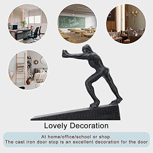 Earl Diamond Heavy Duty Cast Iron Cute Strong Man Door Stops | Decorative Cute Animal Statue Metal Door Stopper Wedge, with Non-Slip Mat for Home Office Commercial - Image 3