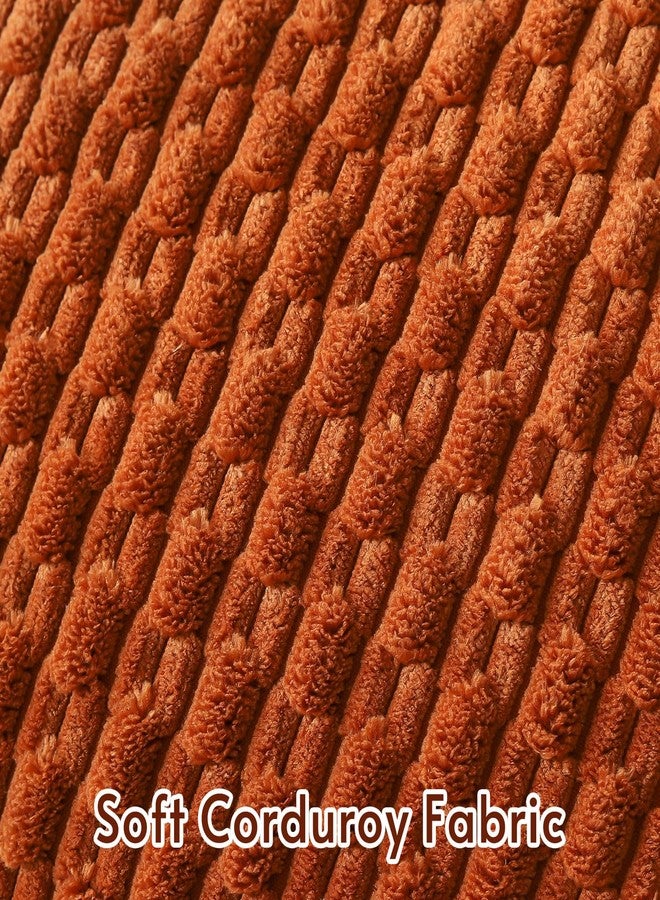 OTOSTAR Set of 2 Rust Soft Corduroy Decorative Throw Pillow Covers Striped Boho Pillow Cases for Sofa Couch Bedroom Living Room Patio Farmhouse Modern Home Decor Cushion Cover 12x20 Inch - Image 4