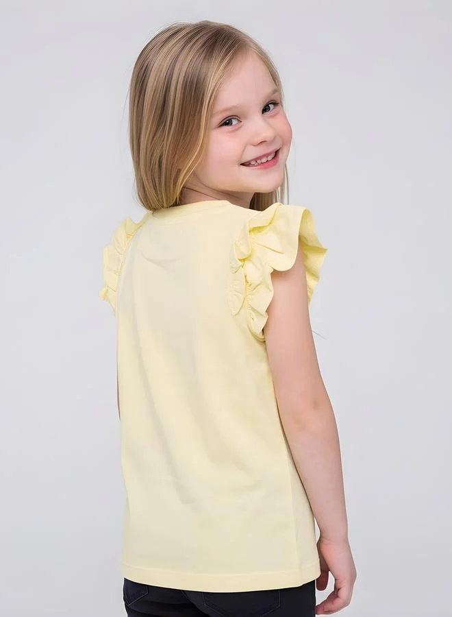 Take Two  Girls Sequins Design Frill Sleeve Glam T-Shirt By Juniorloom for Women | Best Price UAE