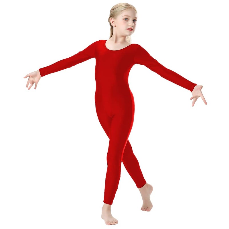 OVIGILY Girls Kids Long Sleeve Dance Unitard Bodysuits Full Body Leotard for Ballet,Gymnastics,Performance,Costumes