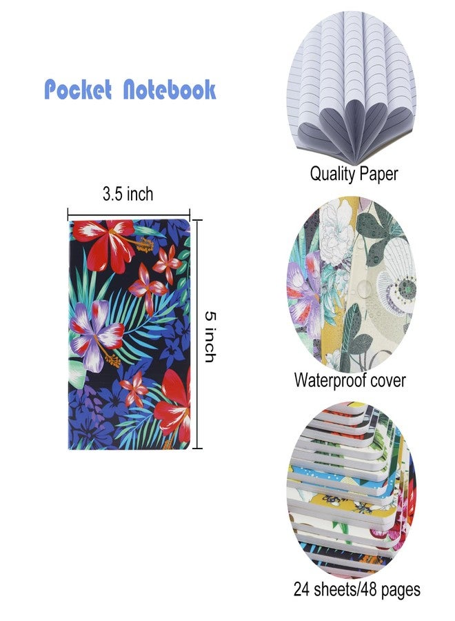 Aacehlh 24pcs Mini Notebooks,3.5" x 5" Pocket Notepads,Small Journal for School Office Home Travel Gift Supplies(Flower) - Image 2