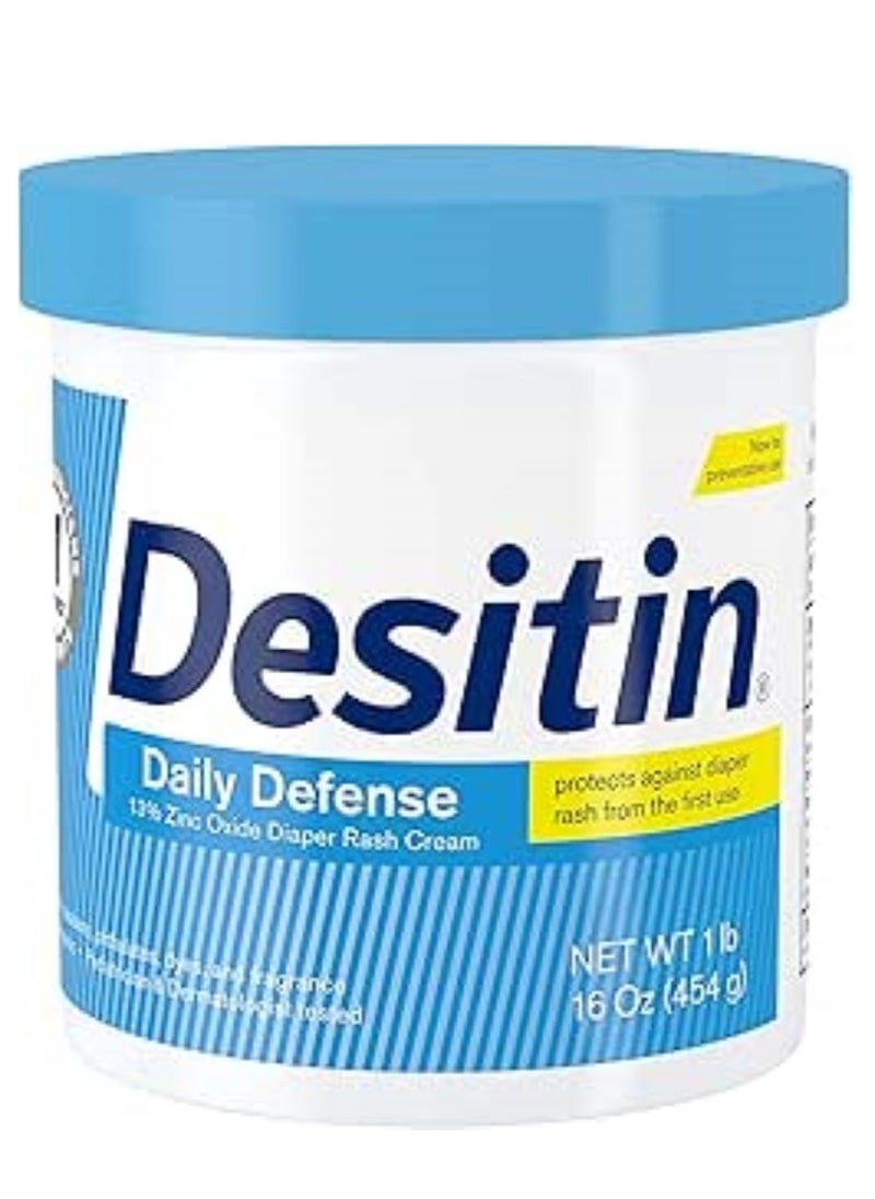 Desitin Desitin Daily Defense Baby Diaper Rash Cream with 13% Zinc Oxide, Barrier Cream to Treat, Relieve & Prevent Diaper Rash, Hypoallergenic, Dye-, Phthalate- & Paraben-Free, 16 oz  - Image 1