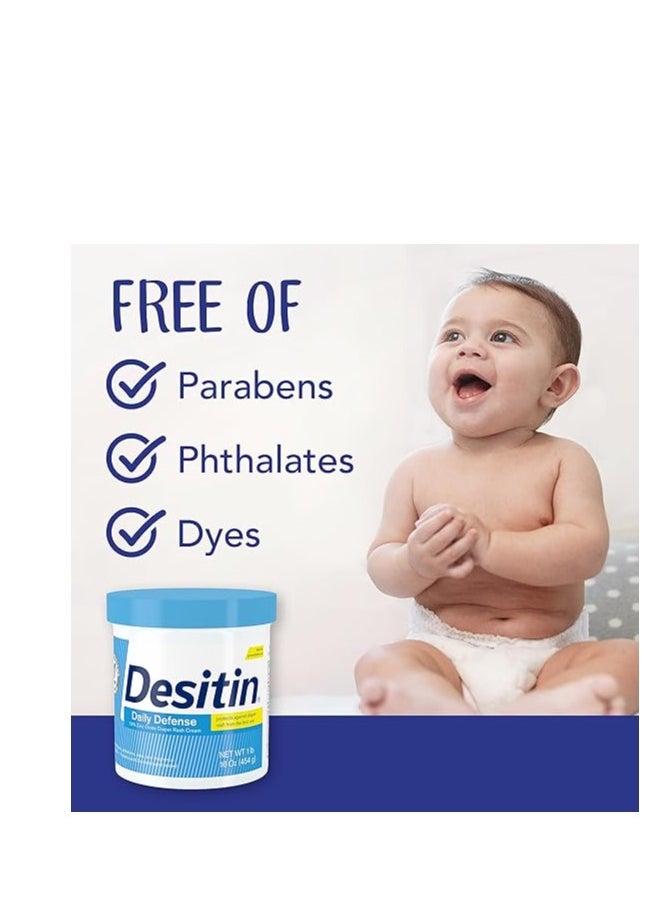 Desitin Desitin Daily Defense Baby Diaper Rash Cream with 13% Zinc Oxide, Barrier Cream to Treat, Relieve & Prevent Diaper Rash, Hypoallergenic, Dye-, Phthalate- & Paraben-Free, 16 oz  - Image 4