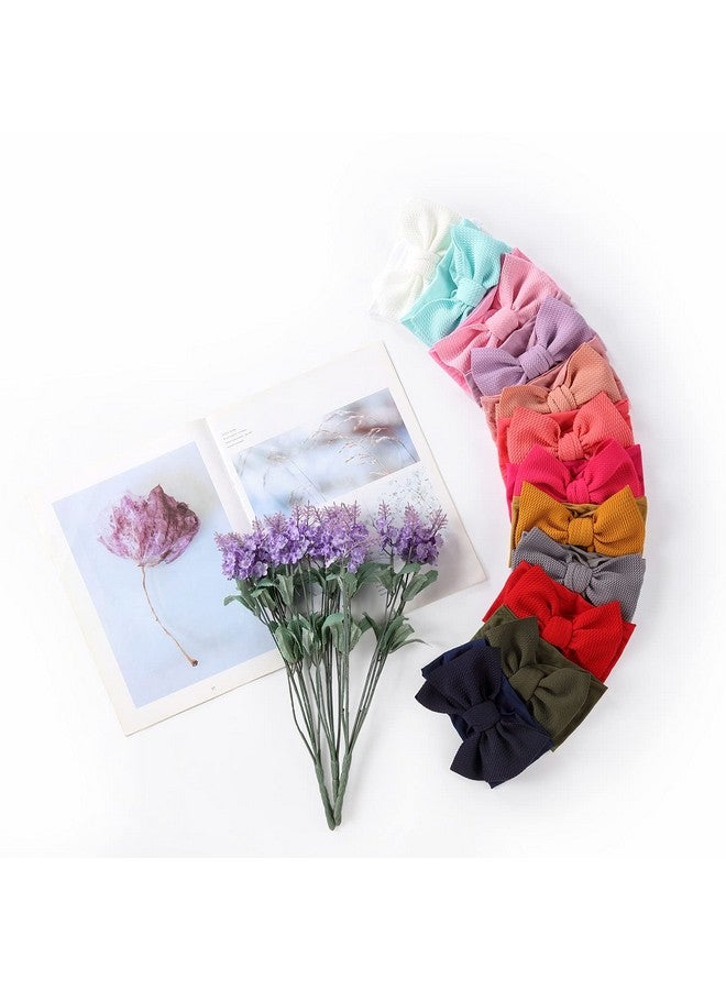 Cinaci 12 Pack Oversized Colorful Solid Stretchy Nylon Headbands with Big Bow Large Knot Hair Bows Soft Elastic Hair Bands Hair Accessories Wide Headwraps for Newborn Baby Girls Infants Toddlers Kids - Image 5