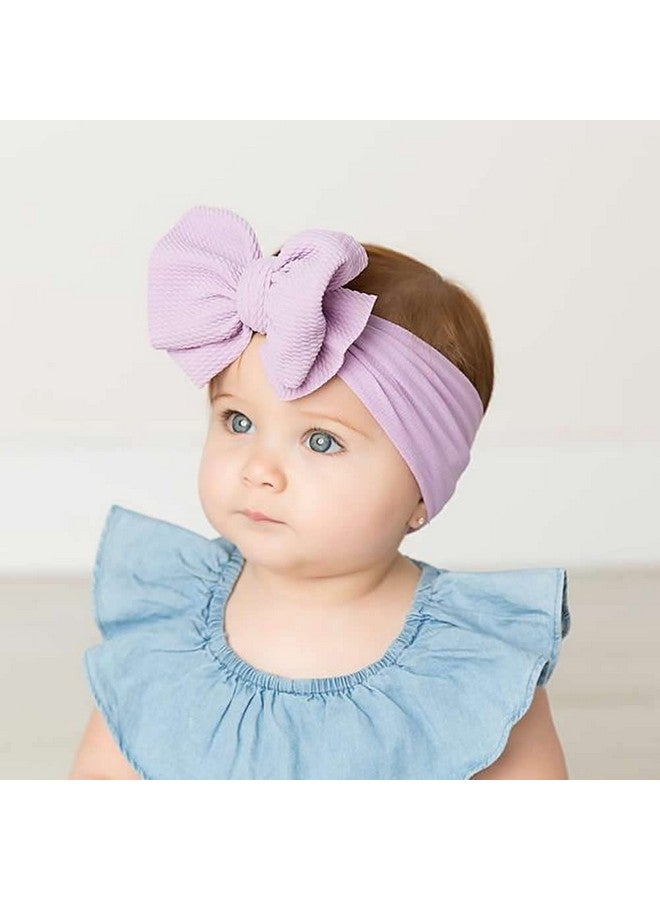 Cinaci 12 Pack Oversized Colorful Solid Stretchy Nylon Headbands with Big Bow Large Knot Hair Bows Soft Elastic Hair Bands Hair Accessories Wide Headwraps for Newborn Baby Girls Infants Toddlers Kids - Image 4