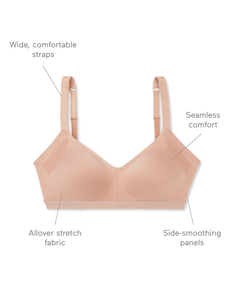 Warner's Women's Easy Does It Underarm Smoothing with Seamless Stretch Wireless Lightly Lined Comfort Bra RM3911A, Rosewater, Large - Image 3