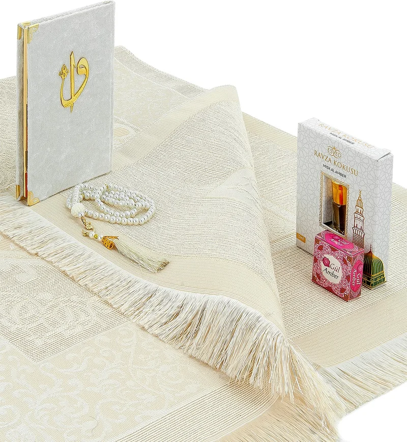 İhvan Online Velvet Covered White Color Yasin Set with Vav