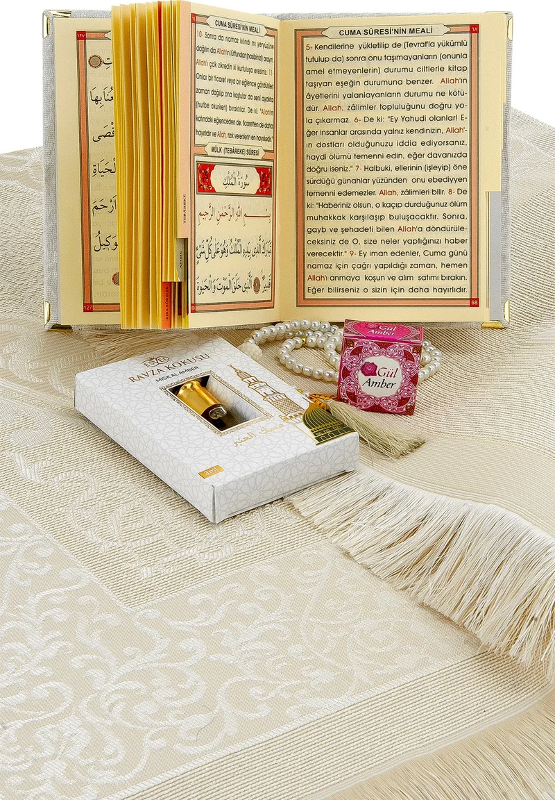 İhvan Online Velvet Covered White Color Yasin Set with Vav