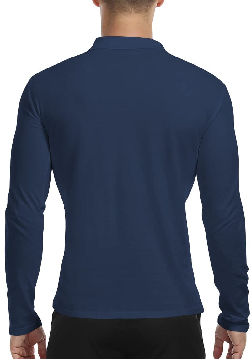 YTD Men's Long Sleeve Polo Shirts Casual Slim Fit Basic Designed Cotton Shirts - Image 4