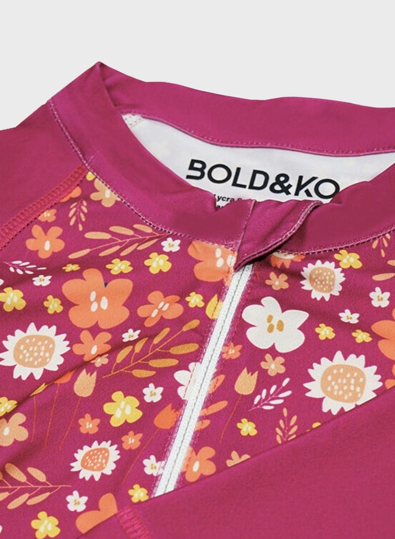 BOLD&KO Kids Floral Print Rashguard Swimsuit - Image 3