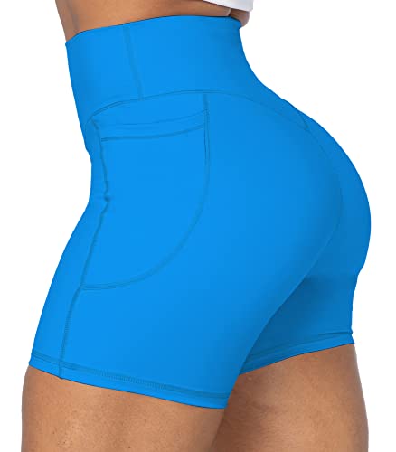Sunzel 8" / 5" / 3" Biker Shorts for Women with Pockets, High Waisted Yoga Workout Shorts Classic Blue Medium - Image 3
