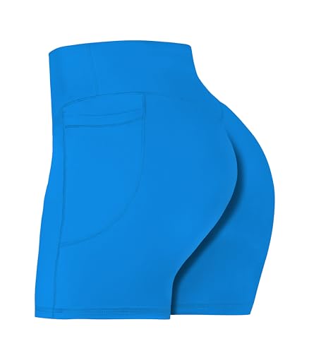 Sunzel 8" / 5" / 3" Biker Shorts for Women with Pockets, High Waisted Yoga Workout Shorts Classic Blue Medium - Image 1