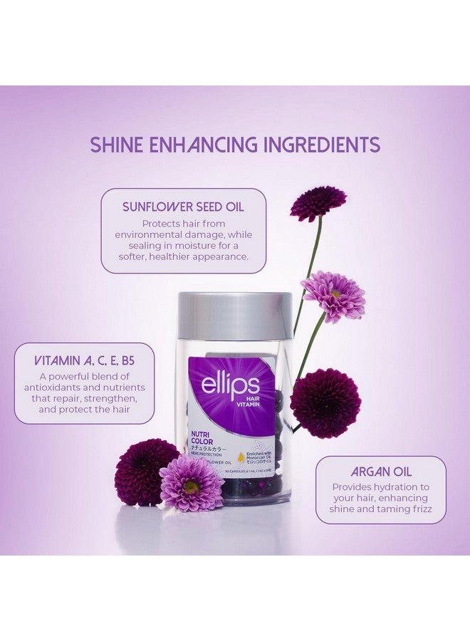 Ellips Hair Vitamin Nutri Color, 50 Capsules - Hair Heat Protectant Oil for Color-Treated Hair - Adds Shine and Smooth Split Ends - Image 5