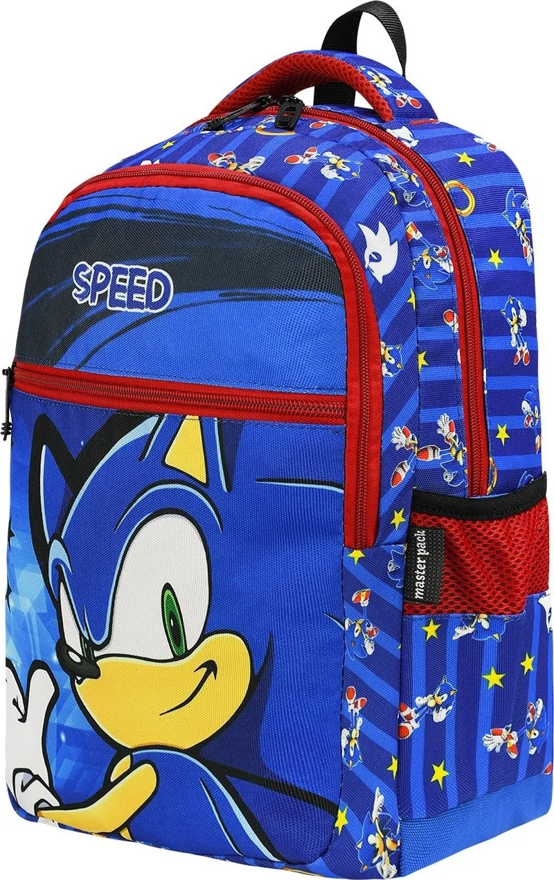 ماشو تريند 3 Compartment Speed Sonic School Bag + Lunch - Sonic Bag Primary School Bag Backpack