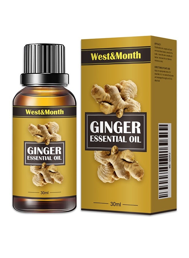 West&Month Ginger Essential Oil, Of Essential Oil For Abdominal Fat Removal, Accelerate Metabolism Burn Calories Beautiful Curve 30ML