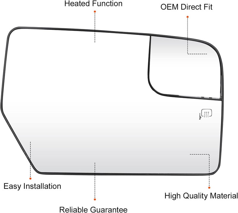 ILONPA Heated Side Mirror Glass Replacement for Ford Expedition & Lincoln Navigator - Image 5