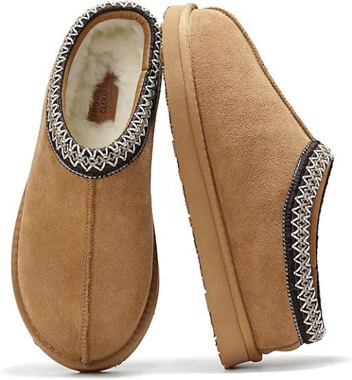 Project Cloud Mens Slippers 100% Genuine Leather with Australian Shearling Lining & Memory Foam Insole Outdoor & House Slippers for Men - Non-Slip Fuzzy Mens Shoes(Relaxation, CHSTNUT, 8) Chestnut - Image 1