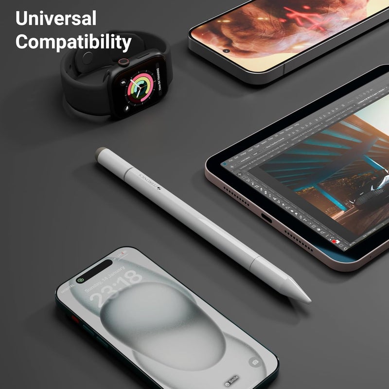 ZEBRONICS قلم لمسي خفيف الوزن 3 في 1، رأس قرص قابل للتبديل للدقة، قلم جل أسود لتدوين الملاحظات، جسم مغناطيسي، لجهاز iPad، iPhone، أجهزة Android اللوحية والهواتف (Stylus Lite) - Image 3