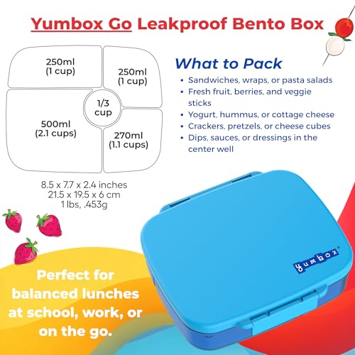 Yumbox Go Bento Lunch Box for Kids and adults, Leakproof Lids, Deep Tray, 5 Compartments, Removable Gasket, Compact, Lightweight, Food Safe (Sydney Pink) - Image 3