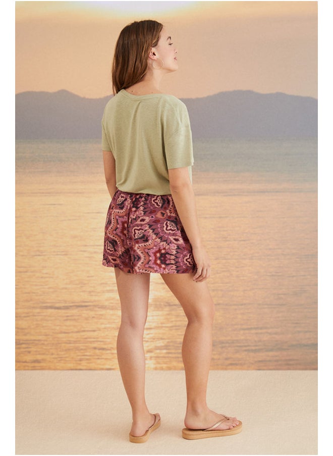 women'secret - Maroon printed shorts - Image 1