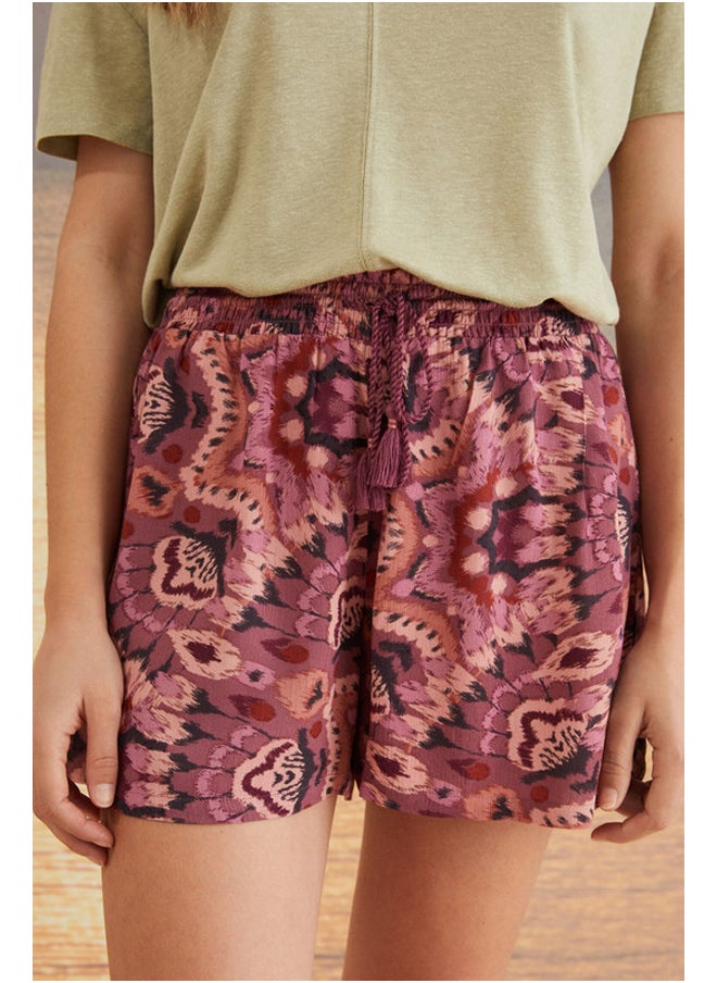 women'secret - Maroon printed shorts - Image 1