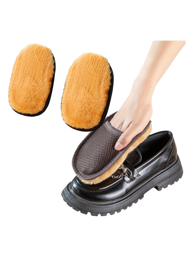 NOVOLAN 2Pcs Shoe Cleaning Glove Shoe-Shining Cloth, Leather Shoes, Shoe Polish, Glove-Type Special Brush Suede Polishing Cloth Tool Set, Soft & Comfortable Glove Reusable Portable Effective (khaki) - Image 1