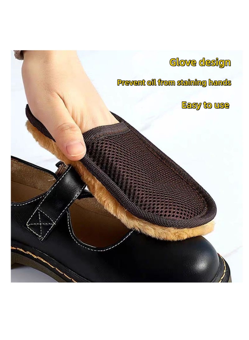 NOVOLAN 2Pcs Shoe Cleaning Glove Shoe-Shining Cloth, Leather Shoes, Shoe Polish, Glove-Type Special Brush Suede Polishing Cloth Tool Set, Soft & Comfortable Glove Reusable Portable Effective (khaki) - Image 3