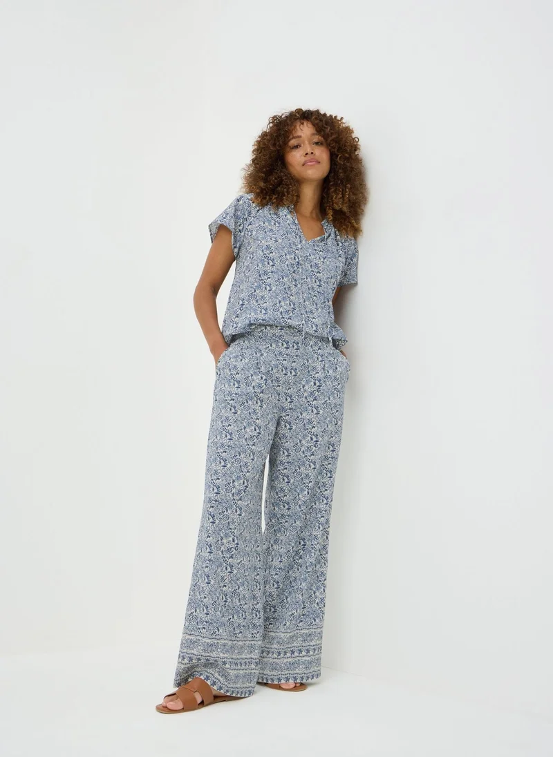 Matalan Blue Floral Border Co Ord Wide Leg Trousers