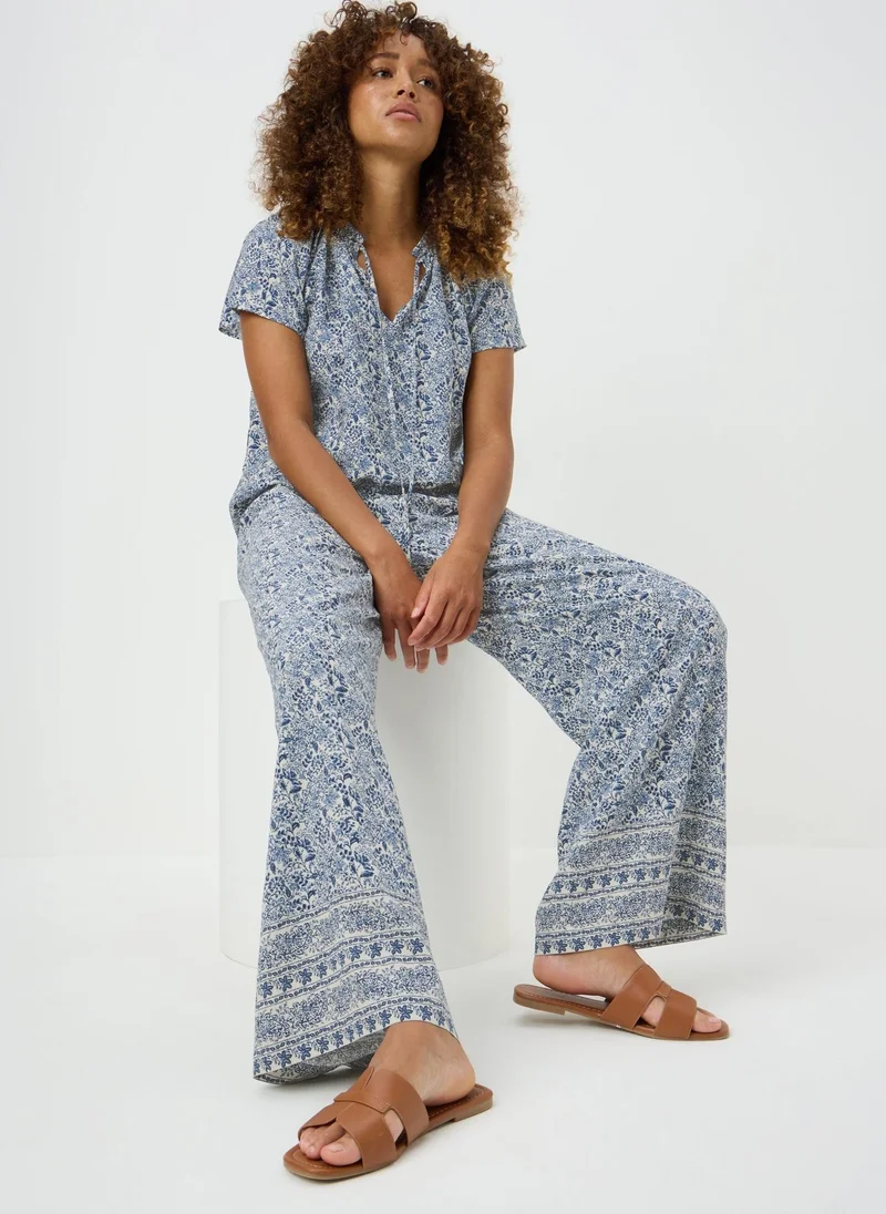 Matalan Blue Floral Border Co Ord Wide Leg Trousers