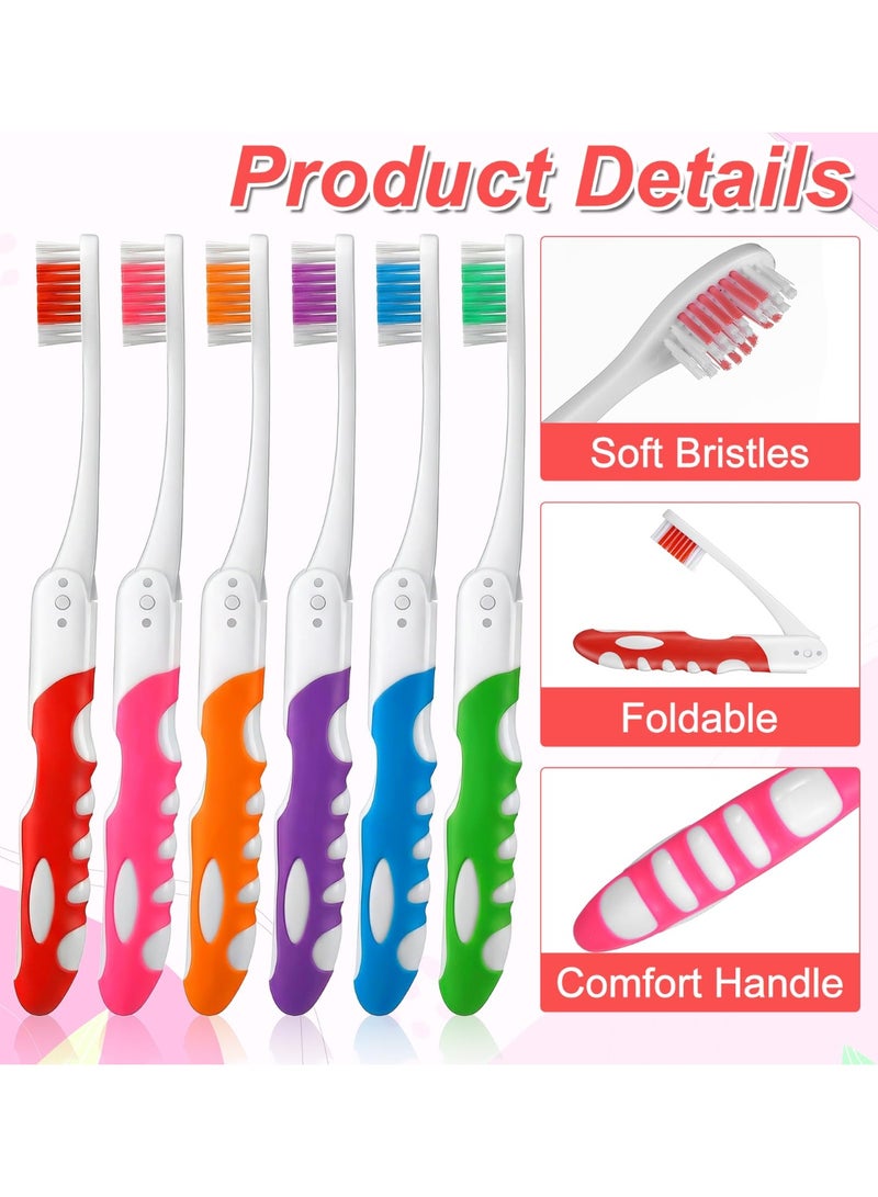 6 Pcs Multicolor Mini Foldable Travel Toothbrush Set, Portable Compact Travel Size Toothbrushes in 6 Colors, Universal Fit for Adults & Children, Ideal for Travel, Daily Use & Business Trips - Image 4
