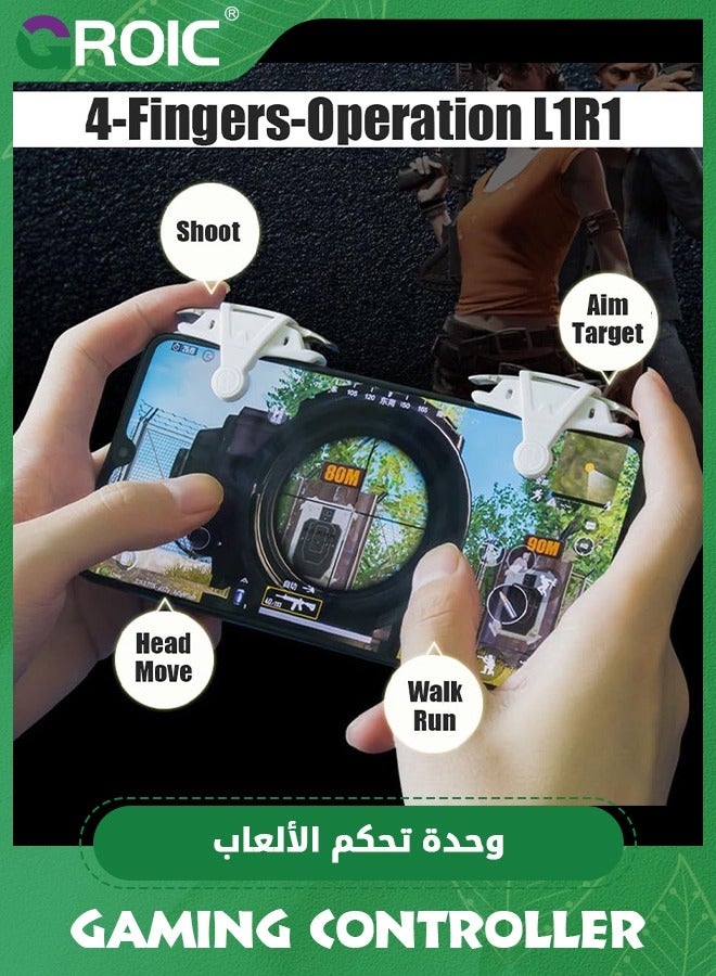 GROIC White 13 in 1 Mobile Gaming Controller Compatible with PUBG Mobile/Fortnite Mobile/Call of Duty Mobile, Mobile Game L1R1 Trigger Shooter for iPhone and Android Phone  - Image 2