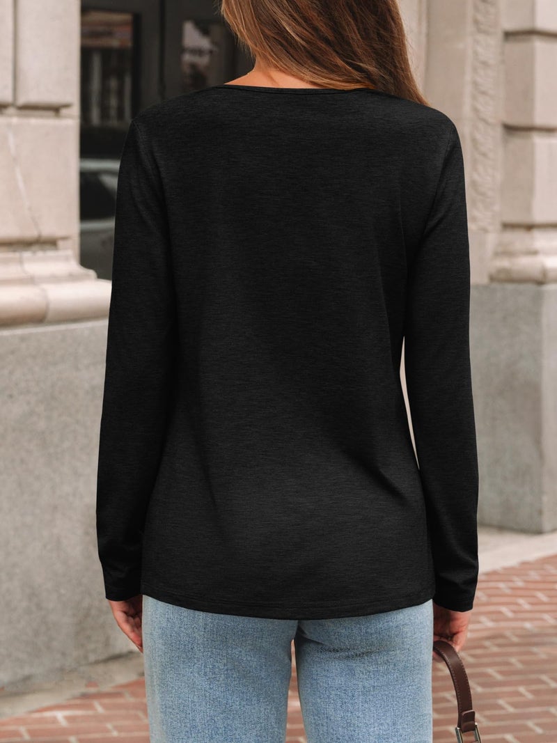 AUTOMET Spring Outfits 2026 Womens Tops Winter Clothing T Shirts V Neck Casual Top Comfortable Shirt Soft Basic Tees Women Blouses Black XL - Image 4