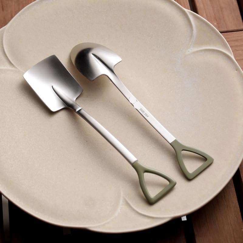 12 Piece Stainless Steel Flatware Set Green Mirror Shovel Spoons For 6 - Image 4