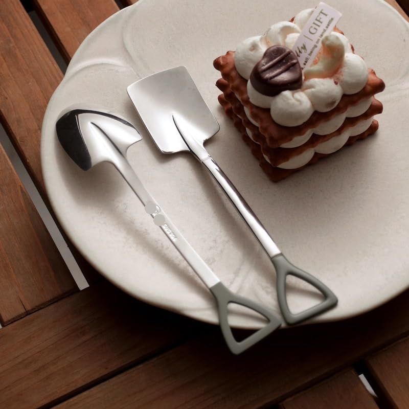 12 Piece Stainless Steel Flatware Set Green Mirror Shovel Spoons For 6 - Image 5