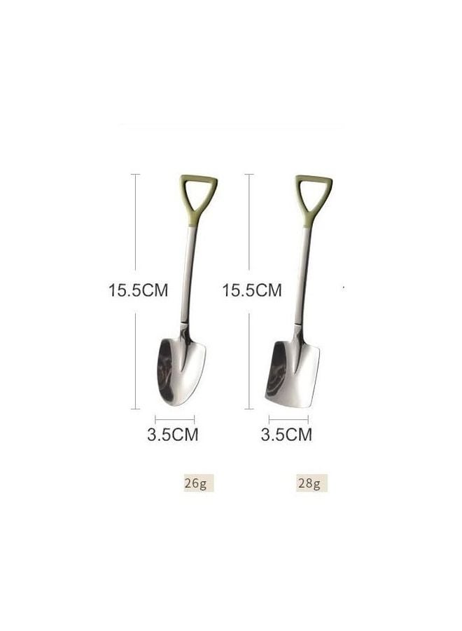 12 Piece Stainless Steel Flatware Set Green Mirror Shovel Spoons For 6 - Image 3